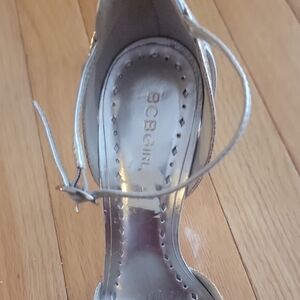 BCBGeneration Silver Heels with Ankle Strap